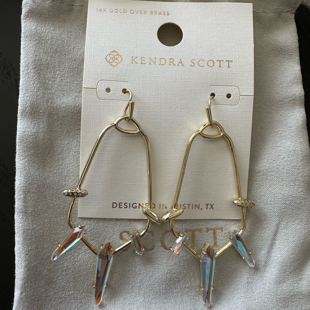 Kendra Scott Gold Earrings with Iridescent Details